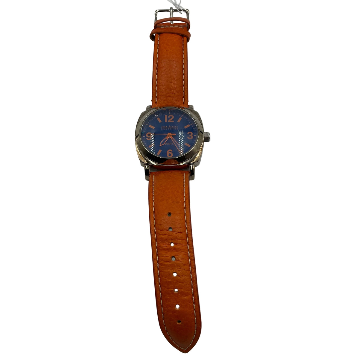 Joan Rivers Classic Watch Blue Face Orange Leather Band New Battery
