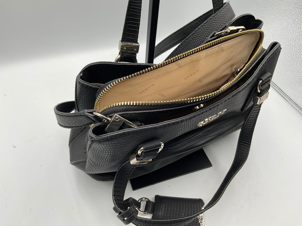 GUESS Lyndi Small Girlfriend Satchel Triple Compartment Lizard Embossed