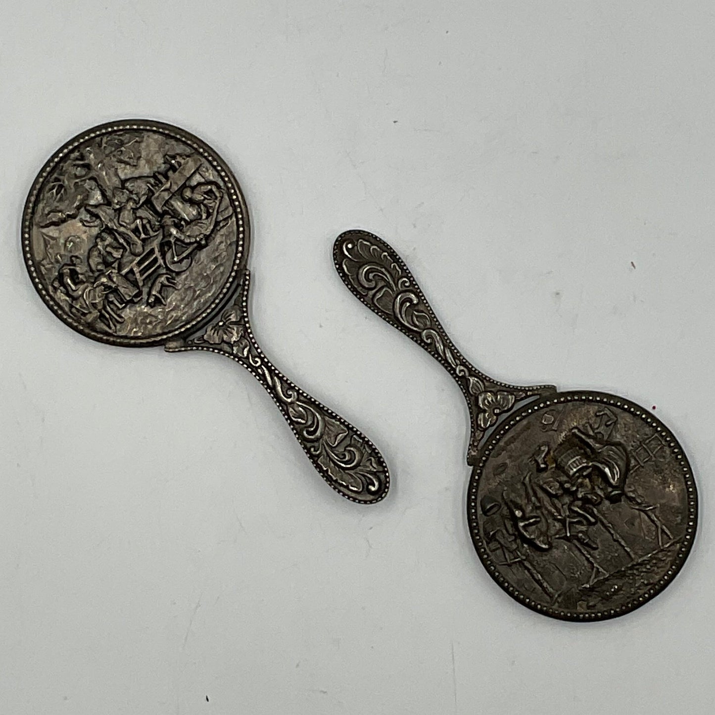 Ready JB Danish Silvertone Handheld Mirrors