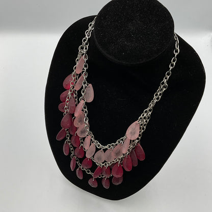 Pink Red Burgundy Tear Drop Dangle Pendants Chain Necklace