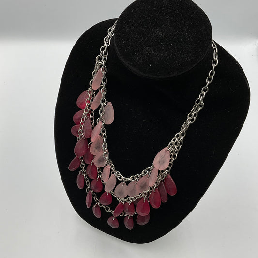 Pink Red Burgundy Tear Drop Dangle Pendants Chain Necklace