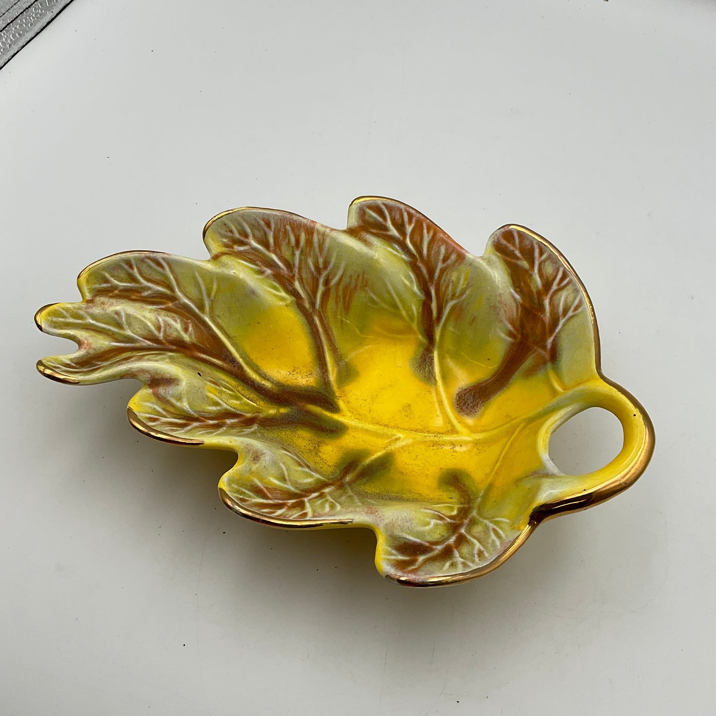 Vintage California Pottery Fall Leaf Dish USA 809
