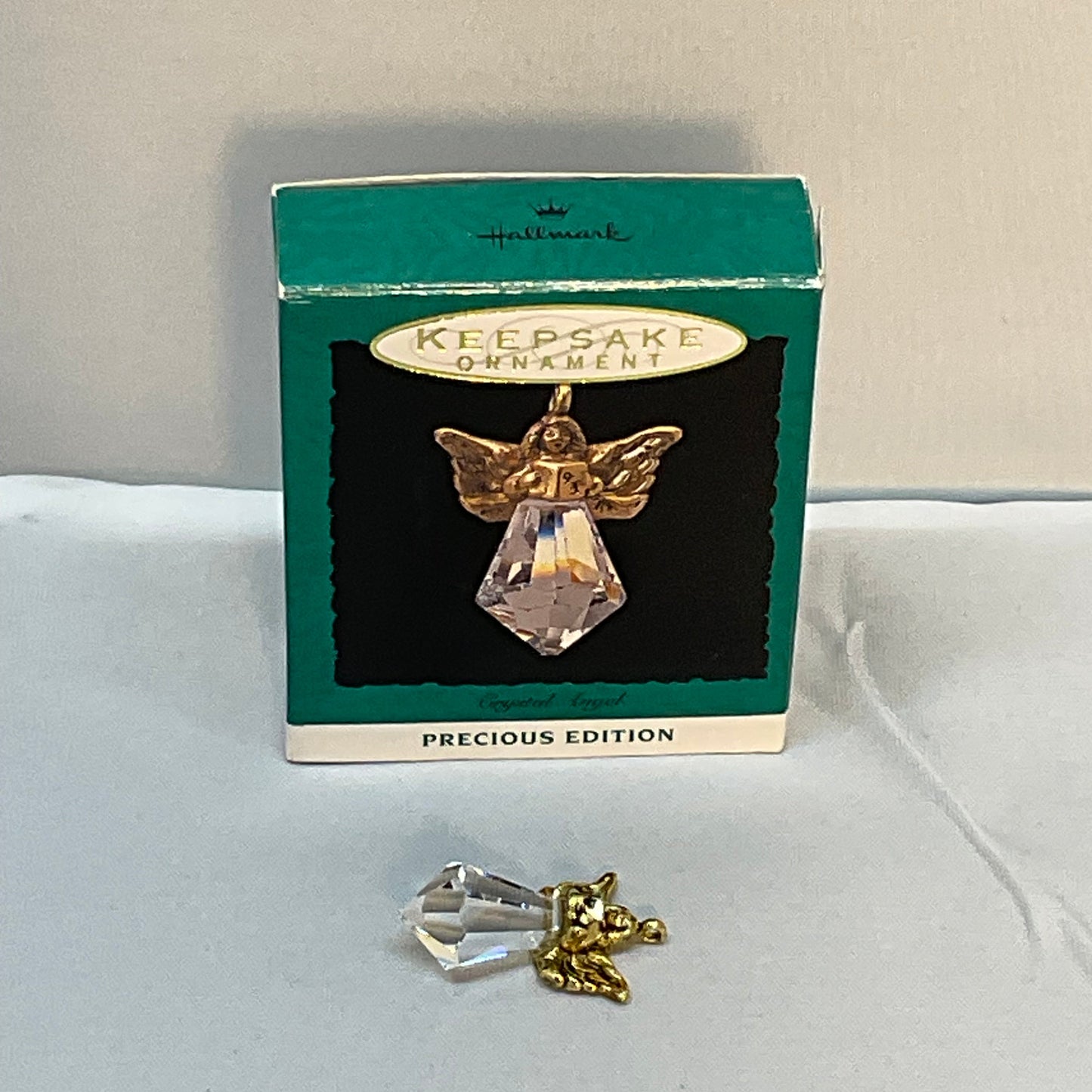 Hallmark Miniature Ornament 1993 & 1996 "Crystal Angel-Precious Ed. Gold"