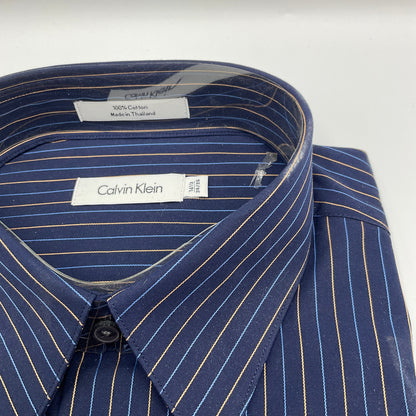Calvin Klein Men's Dress Shirt Blue Striped L 16.5 34/35 New with Tags