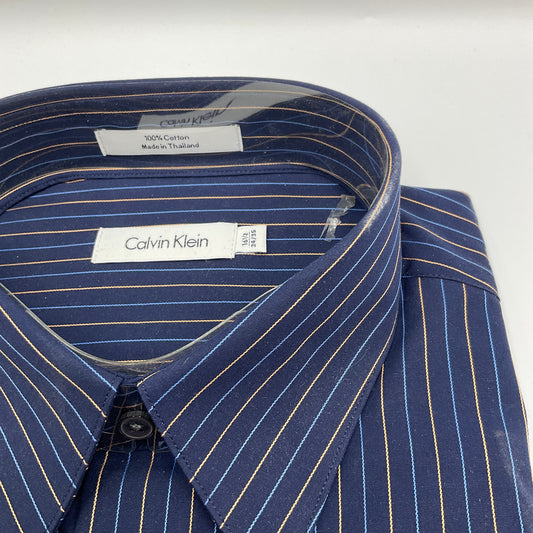 Calvin Klein Men's Dress Shirt Blue Striped L 16.5 34/35 New with Tags