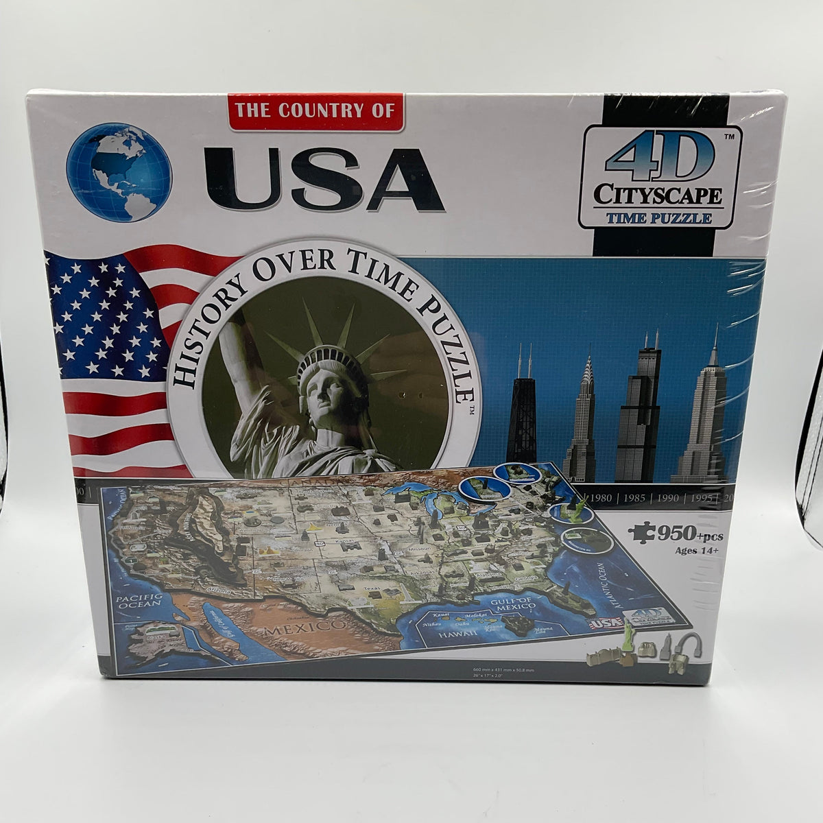 4D Cityscape Jigsaw Puzzle - USA History Over TIme Puzzle 3 Layers 950pc