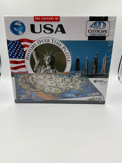 4D Cityscape Jigsaw Puzzle - USA History Over TIme Puzzle 3 Layers 950pc