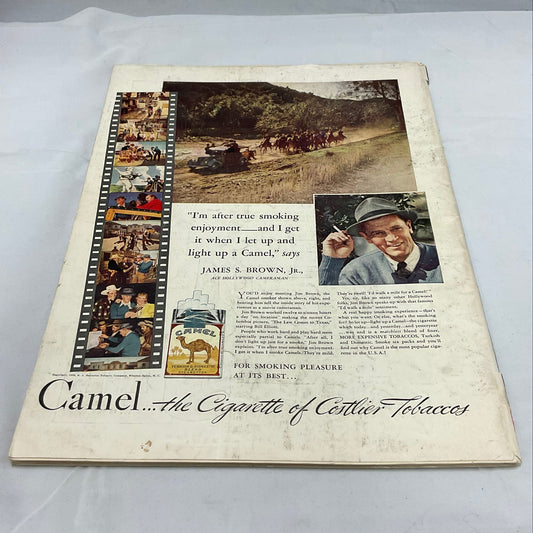 Vintage Camel cigarette advertisement with images and text on a white background