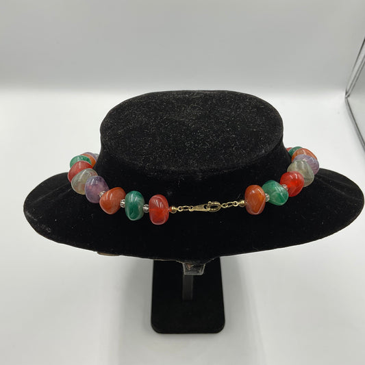 Multicolor Jellybean Shaped Beads Fashion Jewelry Necklace