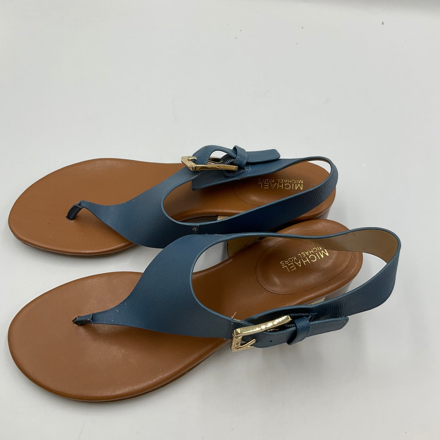 Michael Kors London Thong Block Heel Blue Size 7.5