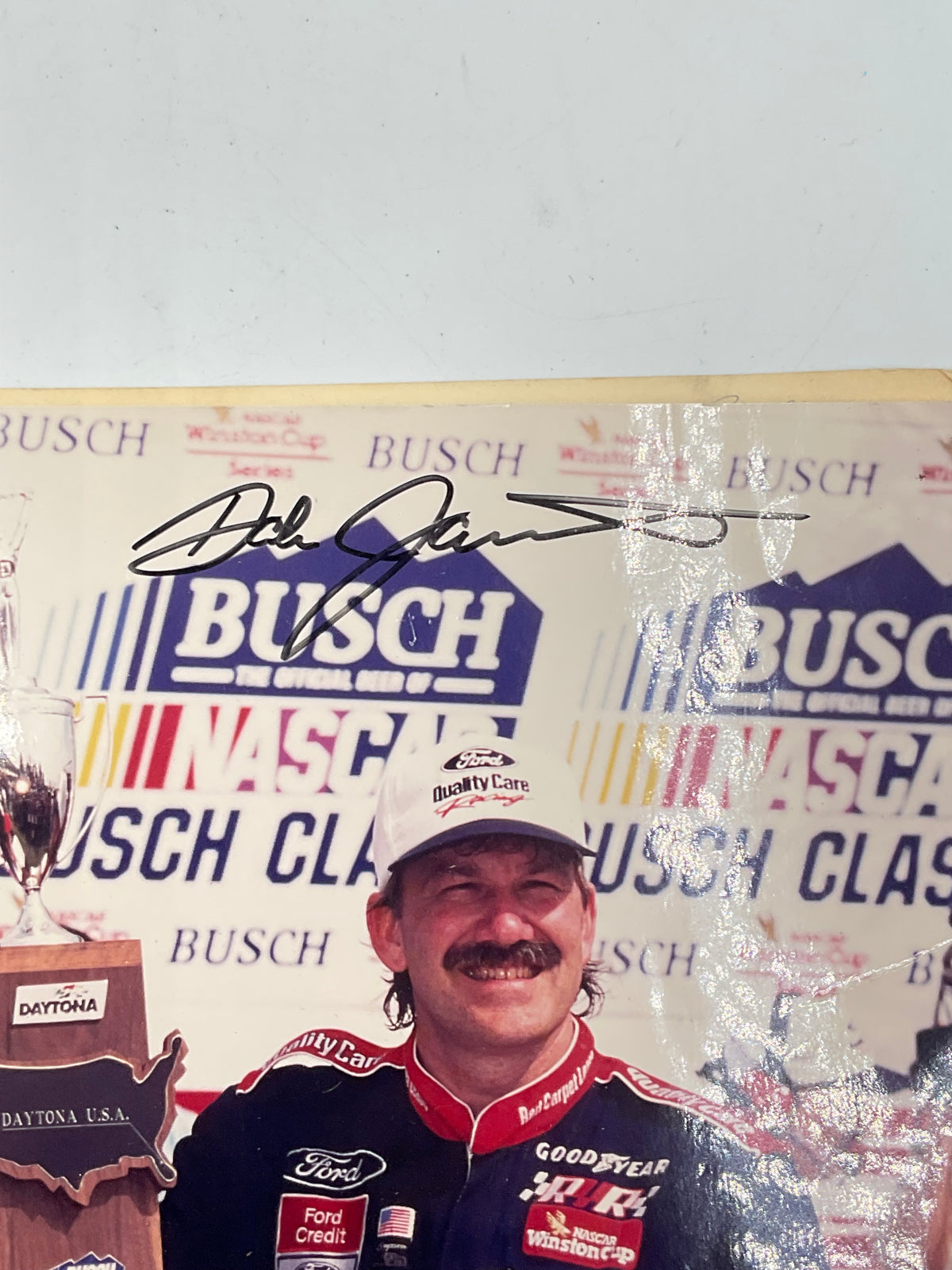 Dale Jarrett Signed Autographed Photo 1996 Busch Clash Victory Lane NASCAR