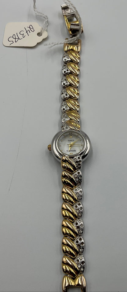 Gruen Two Tone Braided Band Watch NEW BATTERY
