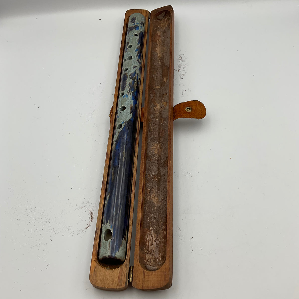 Vintage handmade Porcelain flute in wooden case