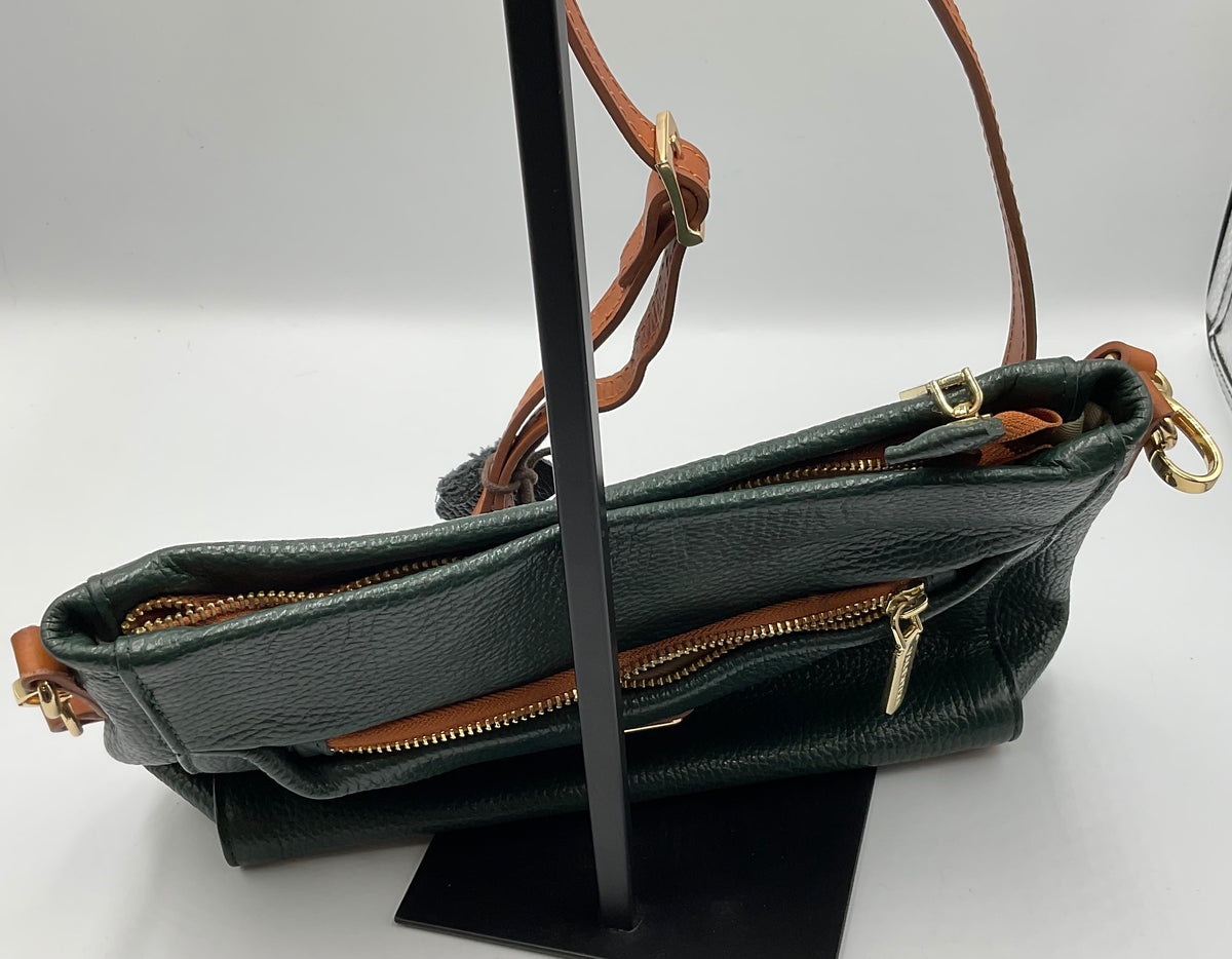 Valentina Italia Genuine Pebbled Leather Dark Forrest Green
