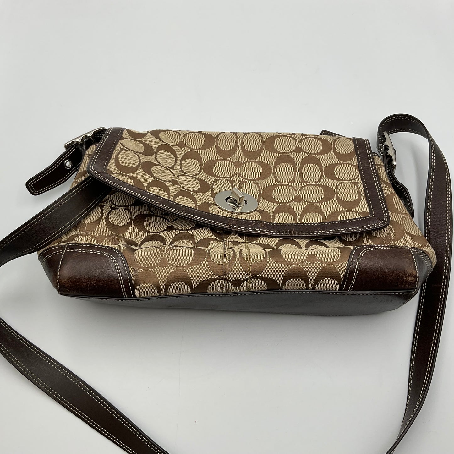 Coach Shoulder Bag Classic Signature Brown Canvas Pattern