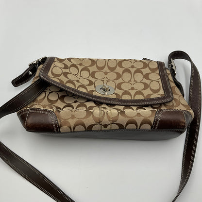 Coach Shoulder Bag Classic Signature Brown Canvas Pattern