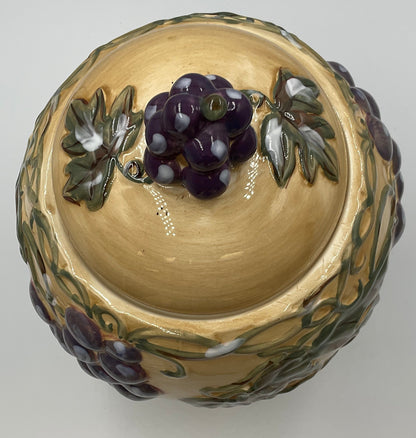Noble Excellence Meritage Grape Vine Ceramic Covered Canister Jar