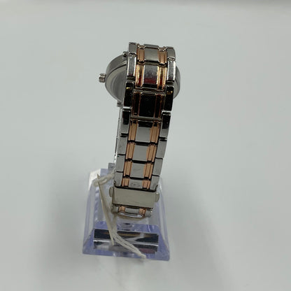 Rose Gold Two Tone Silver Face Women's Watch NEW BATTERY