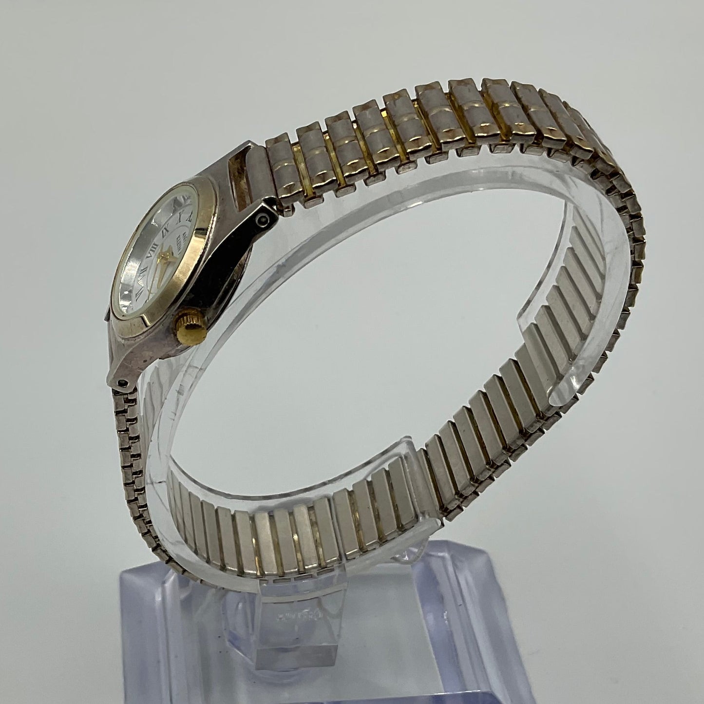 Anne Klein II Gold Two Tone Silver Flex Band Watch New Battery