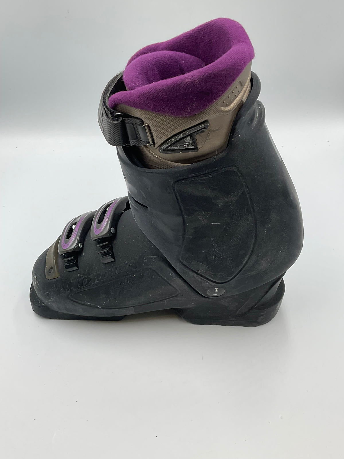 Nordica Next ST Women's Ski Boots Black Purple Flex Index 75-50 Size 23.5 Sole 274mm 4-Buckle