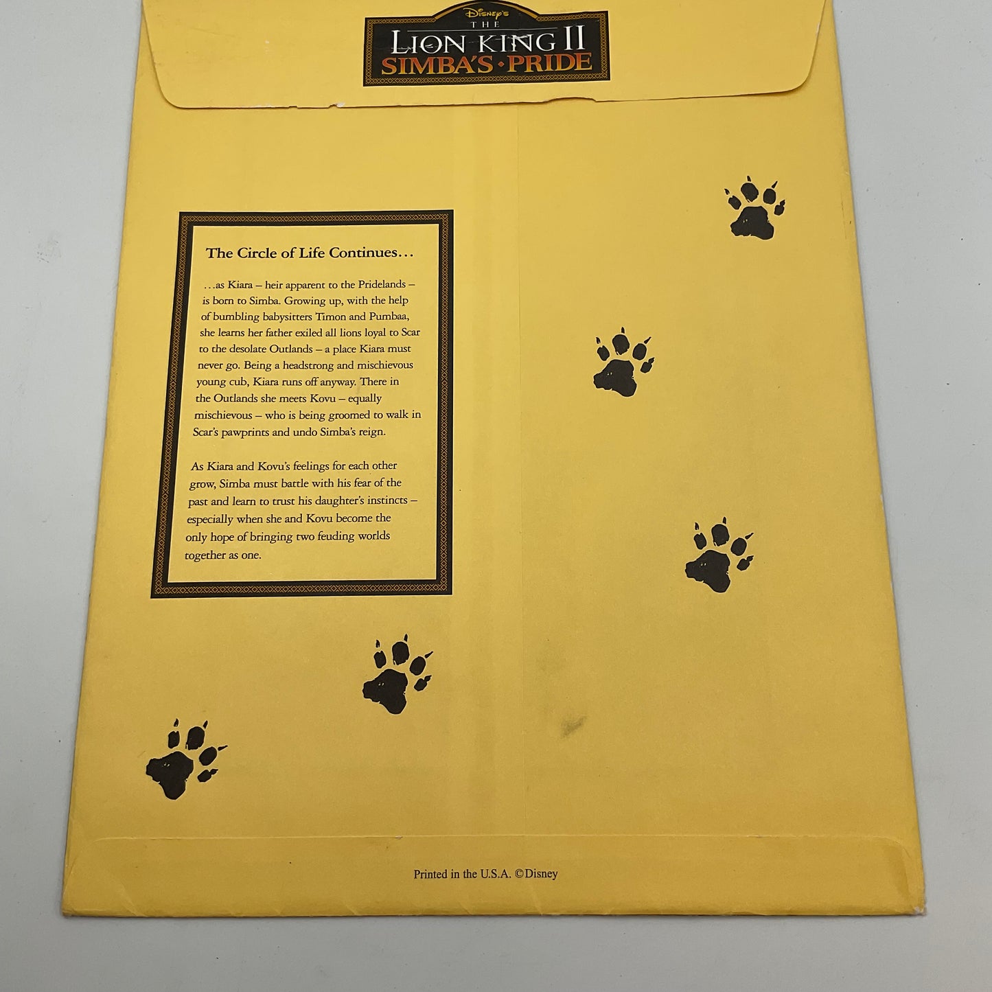 Disney’s Store Exclusive Commemorative Lithograph The Lion King 2 11X14