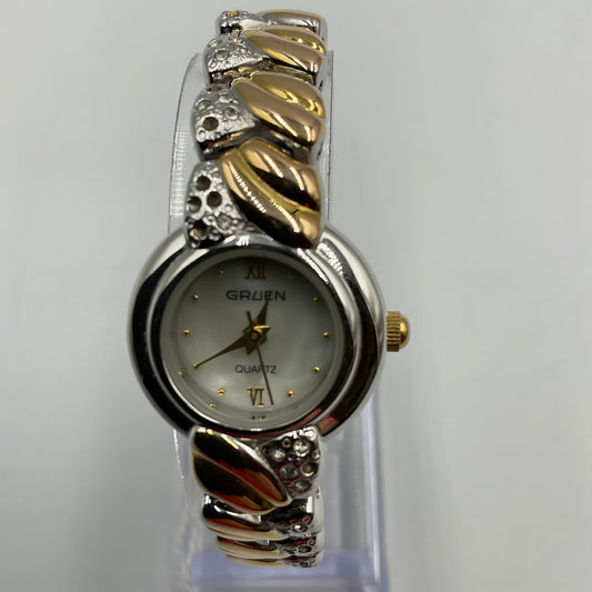 Gruen Two Tone Braided Band Watch New Battery Working Condition