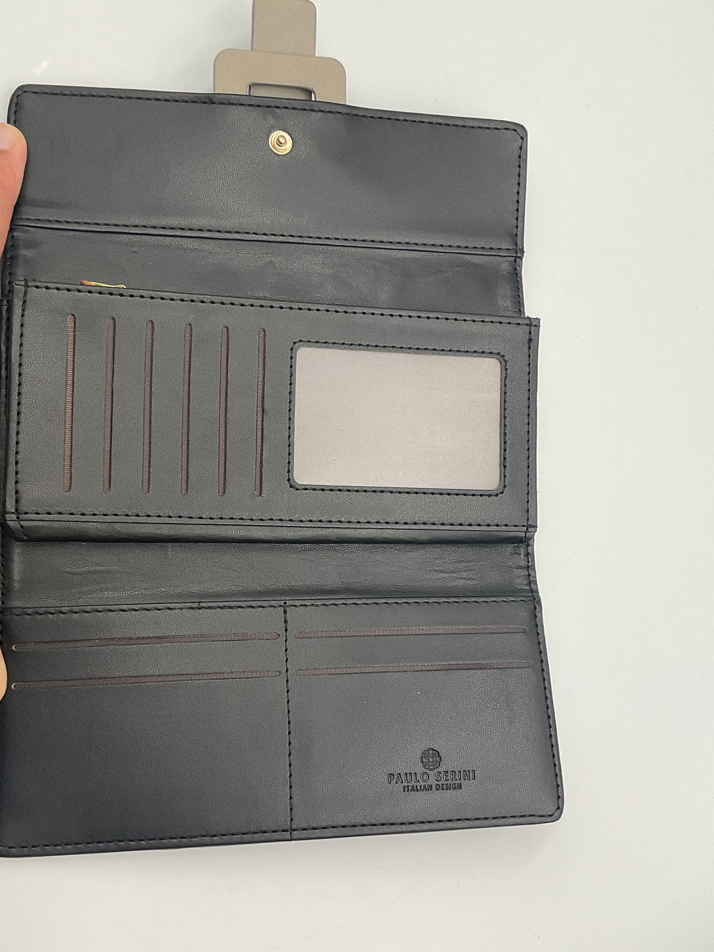 Paulo Serini Trifold Clutch Wallet Noir Charcoal