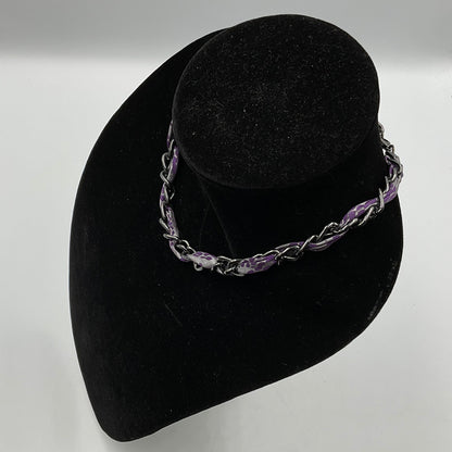 Purple Fabric Threaded Chain Necklace