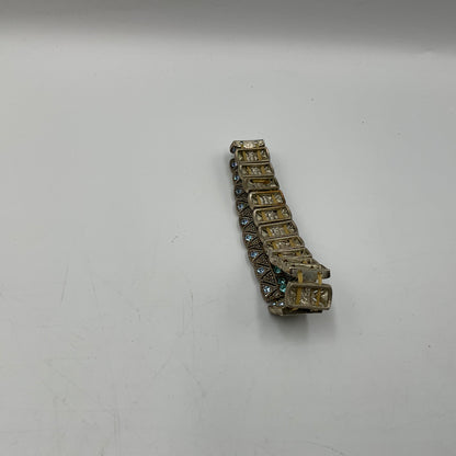 Silver Toned Stretch Bracelet with Auqa Blue Stones