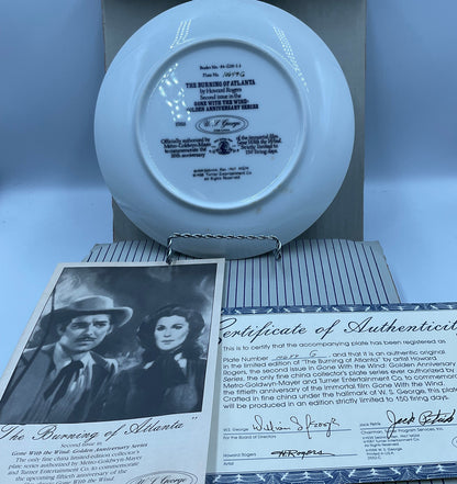 W.L. George Fine China Plate Bradford Exchange Gone with the Wind Burning of Atlanta COA