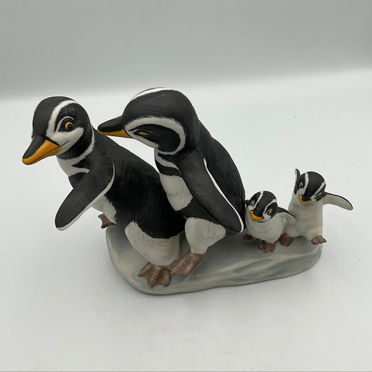 Walk This Way Vintage 1989 Franklin Mint Hand Painted Porcelain Penguins