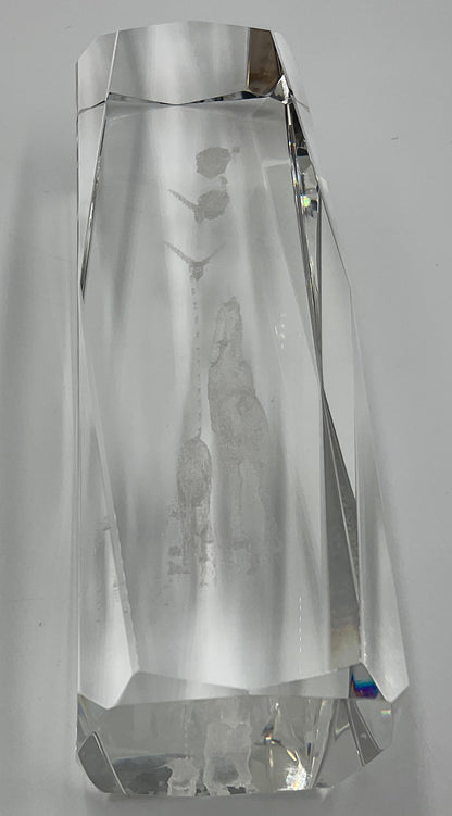 Vintage 3D laser-etched Fantasy Unicorn crystal glass paperweight