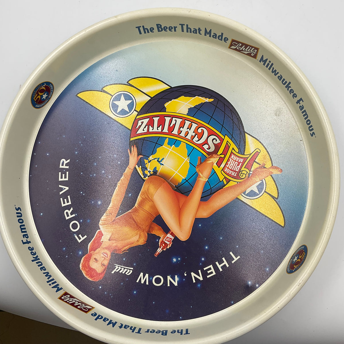 Schlitz Beer Tray 50Th Anniversary Of WWII Commemorative Metal Tray