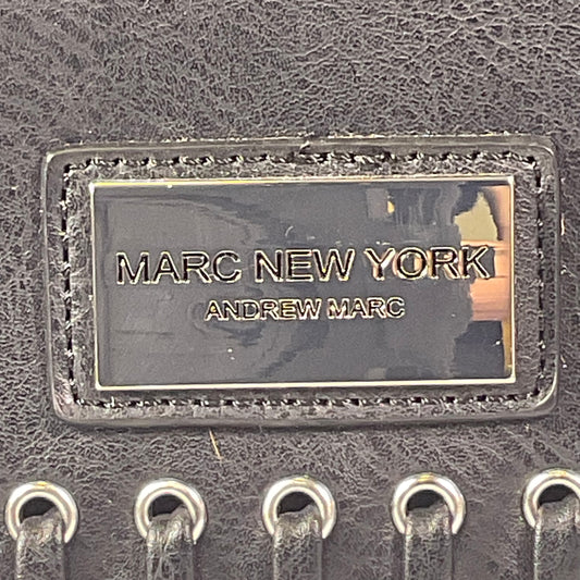 Marc New York by Andrew Mark Medium Black Handbag Silvertone Hardware Long Strap