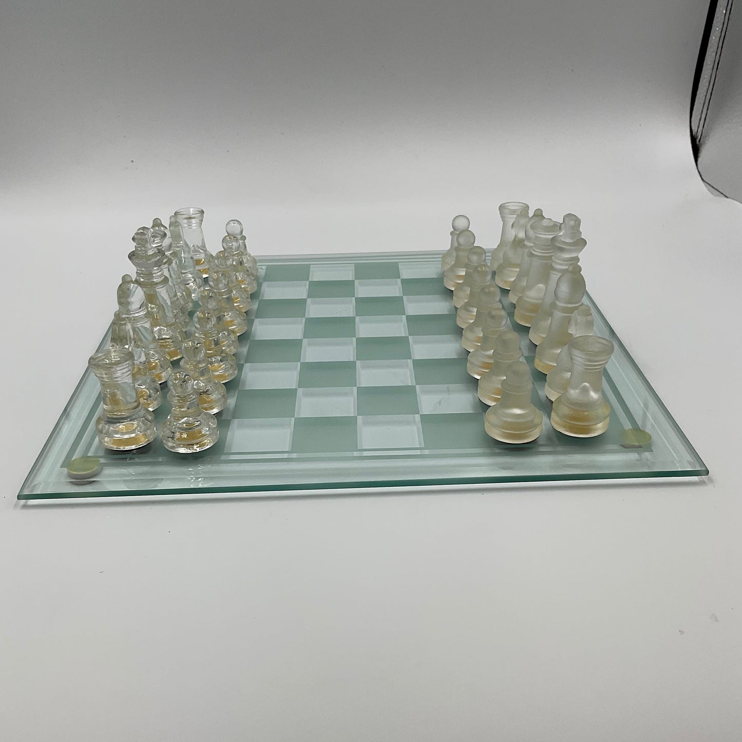 Vintage Glass Chess Set And Book