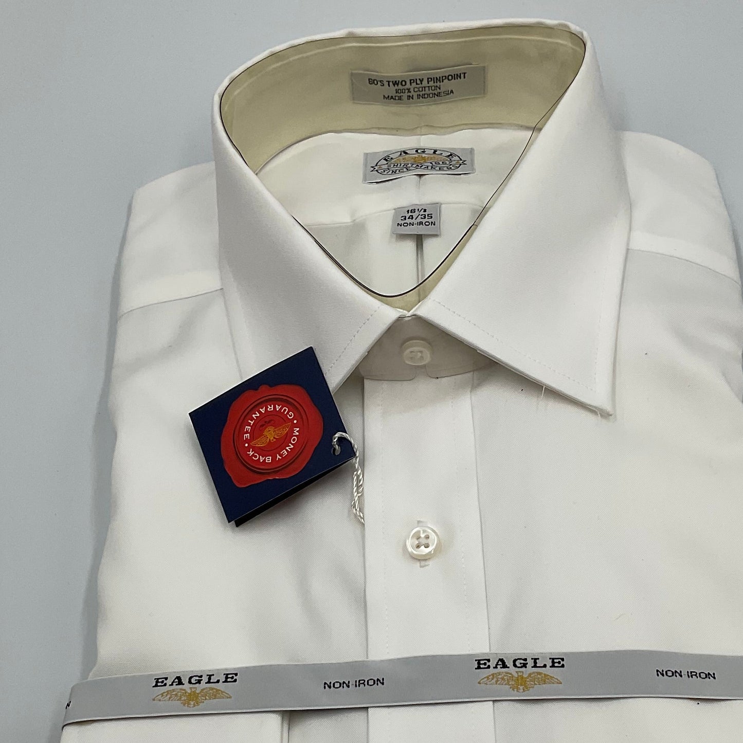 Eagle Men's Dress Shirt White Long Sleeve L 16.5 34/35 New with Tags