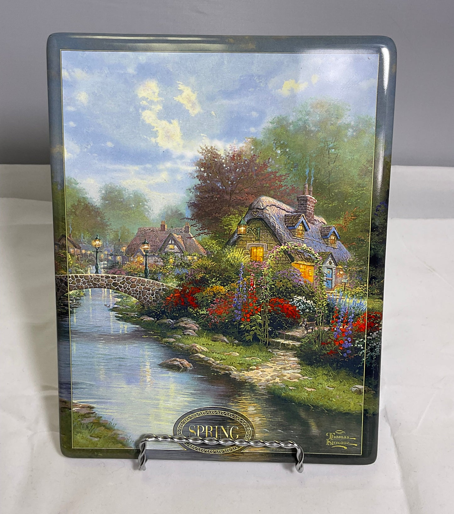Thomas Kinkade's "Spring-Lamplight Bridge" Vintage Collector Ceramic Plate.