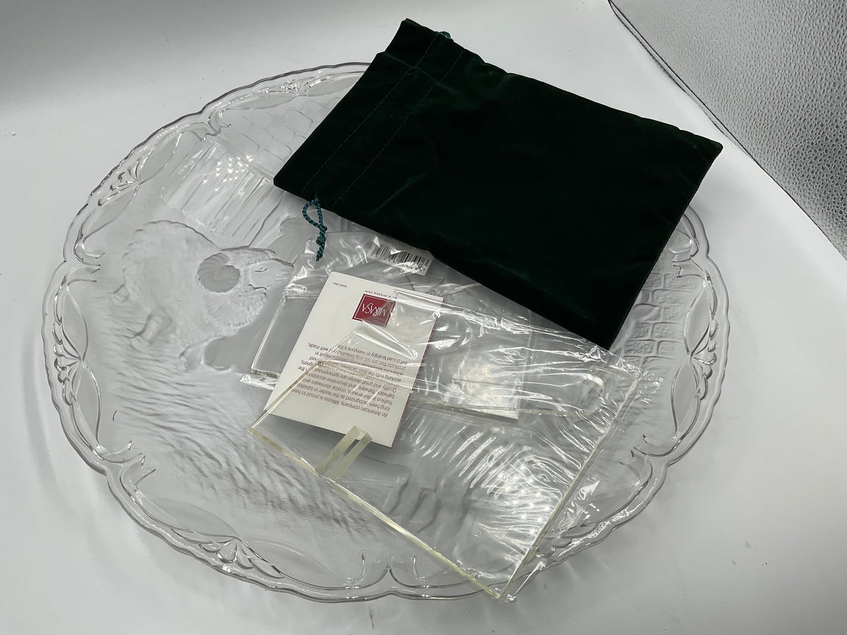 Vintage Mikasa crystal frosted glass Christmas nativity scene platter