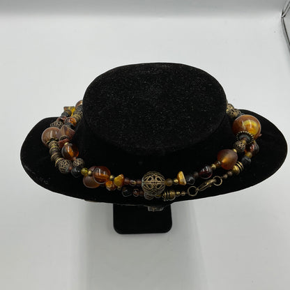 Ball Bead Design Amber Earthtone Necklace Fashion Jewelry