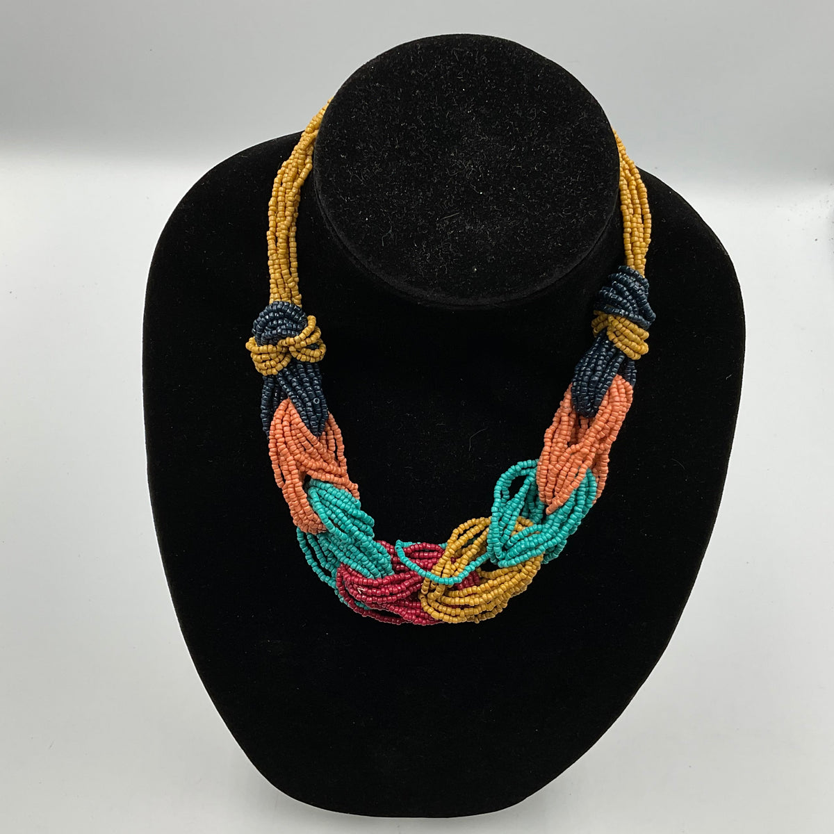 Multi Color Looped Linked Beaded Necklace