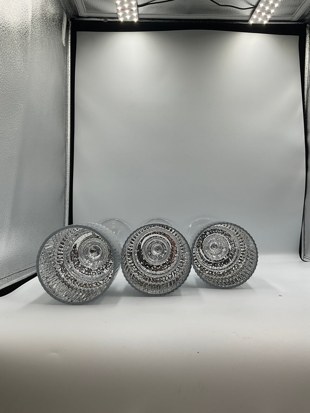 Kirkland home set of 3 glass silver hurricanes