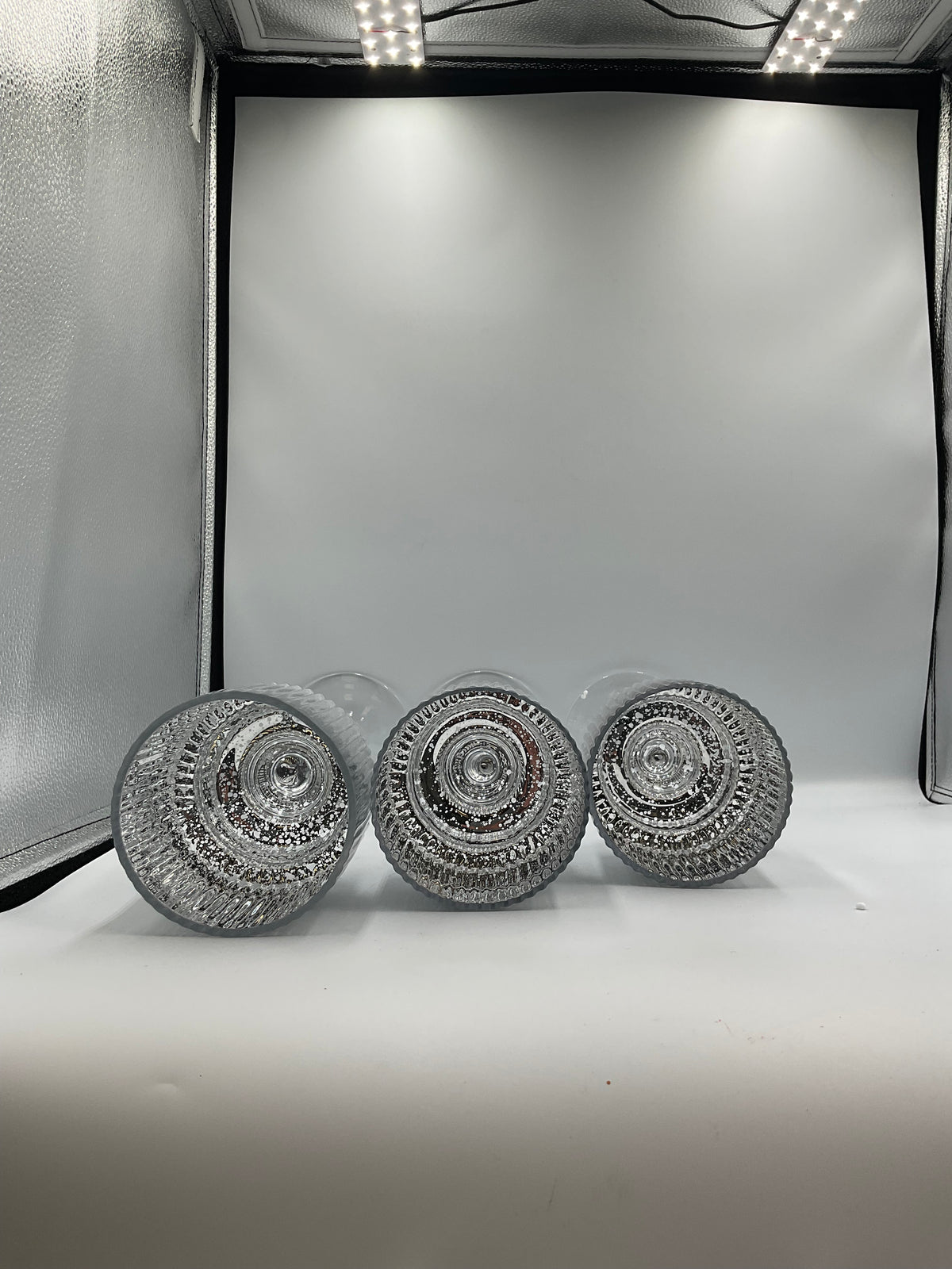 Kirkland home set of 3 glass silver hurricanes