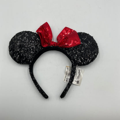 Disney Parks Minnie Mouse Ears Classic Black Sequin Red Bow Headband