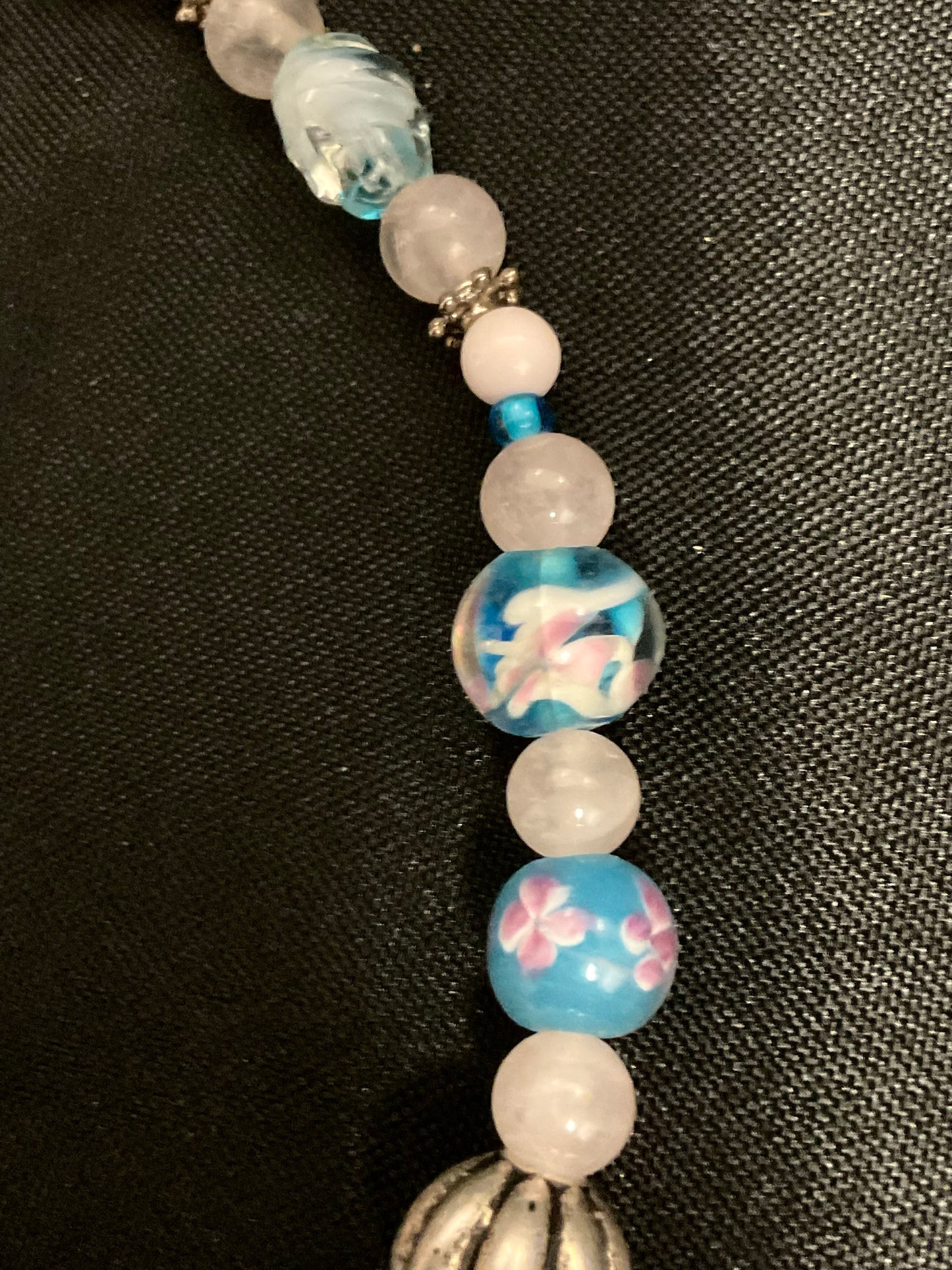 Blue and Pink Beaded Necklace