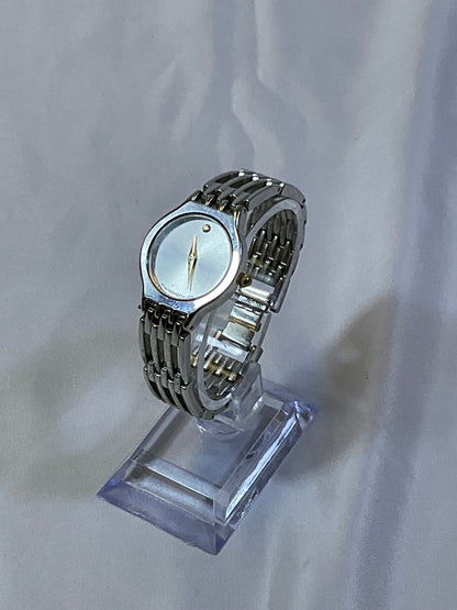 Movado 7777 Silvertone Women's Watch Goldtone Accents Pre-Owned