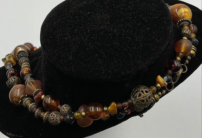 Ball Bead Design Amber Earthtone Necklace Fashion Jewelry