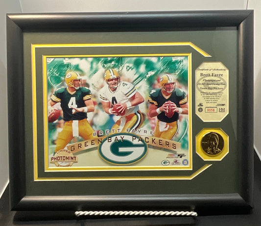 Brett Favre Limited Edition Highland Mint 24K Gold Overlay Coin #58/2500 with COA NFL Green Bay Packers
