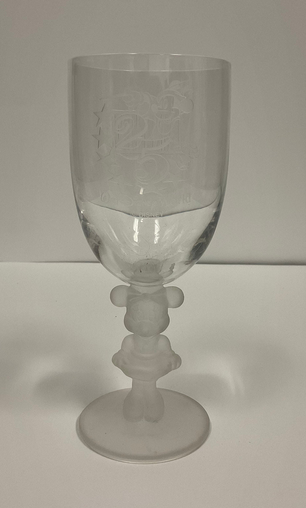 Stemmed Minnie Mouse Wine Glass Inscribed Walt Disney World Vintage 1996 25th Anniversary.