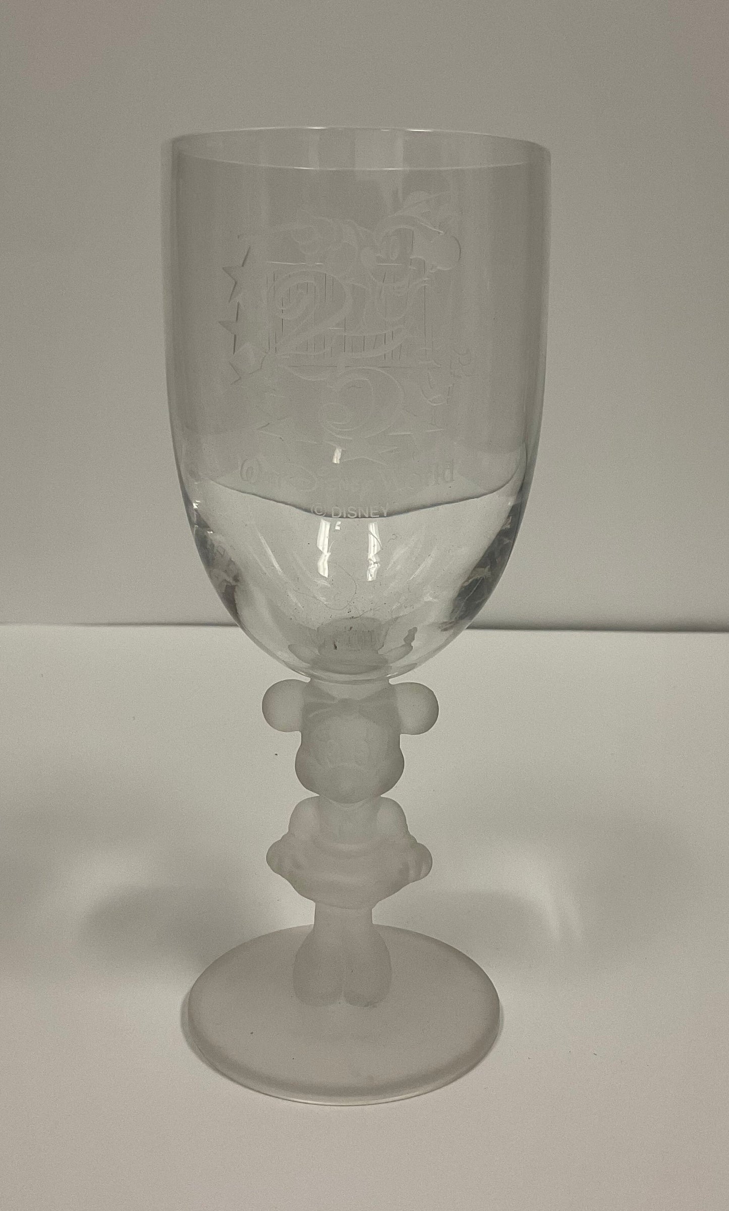 Stemmed Minnie Mouse Wine Glass Inscribed Walt Disney World Vintage 1996 25th Anniversary.