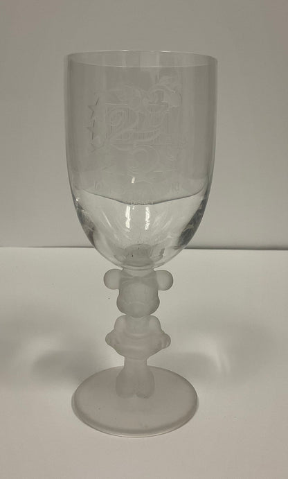 Stemmed Minnie Mouse Wine Glass Inscribed Walt Disney World Vintage 1996 25th Anniversary.